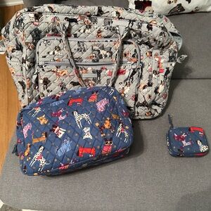 Vera Bradley dog weekend bag, cosmetic bag, and pill case